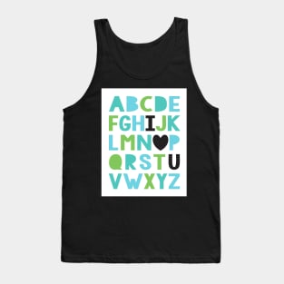 I love you alphabet in greens and blues Tank Top